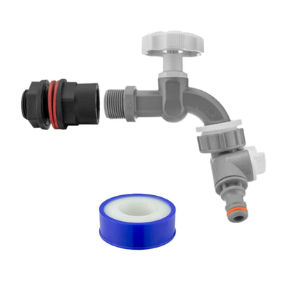 Water Butt Tap Adapter Kit for Rain Barrel & Water Tank – Hose Connector, Tap Options & PTFE Tape