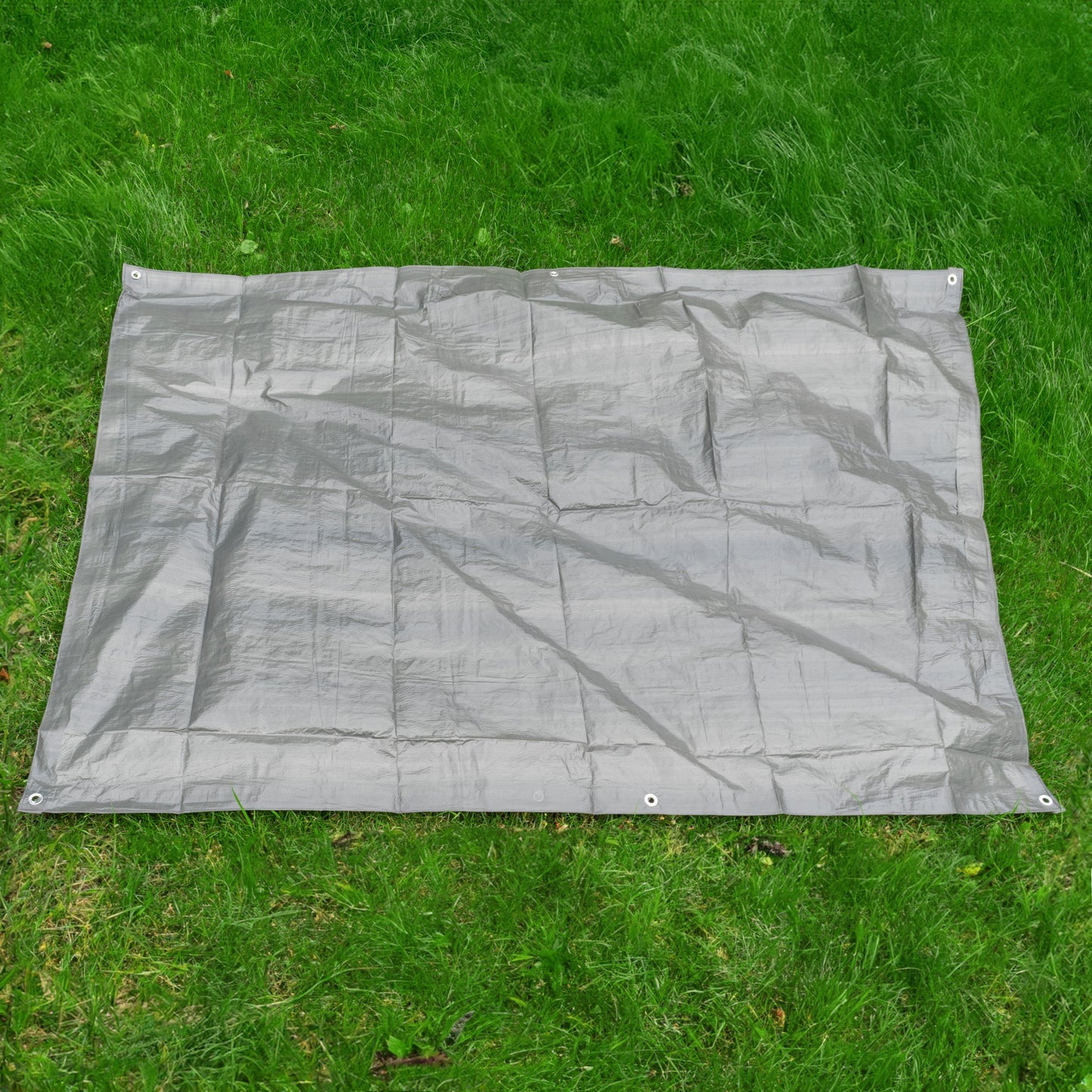 Gray Tarpaulin 50GSM Tarp Sheet + 10 Bungee Balls Camping Garden Cover