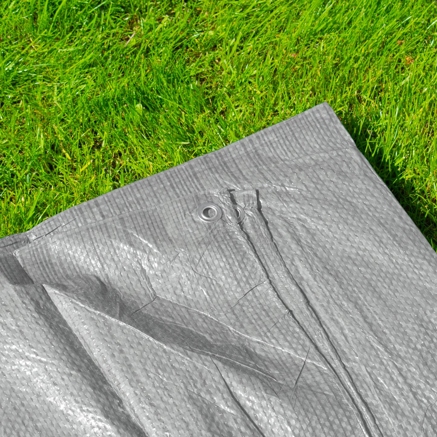 Gray Tarpaulin 50GSM Tarp Sheet + 10 Bungee Balls Camping Garden Cover
