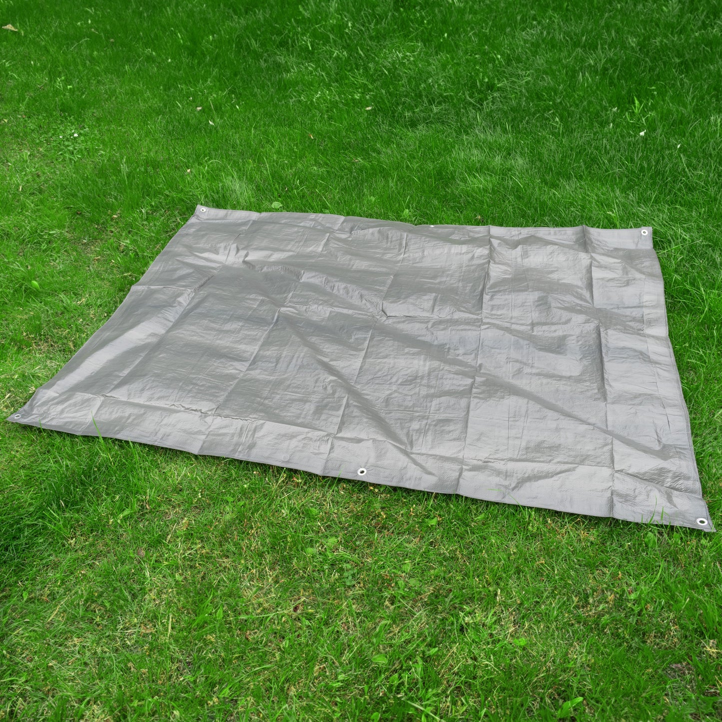 Gray Tarpaulin 50GSM Tarp Sheet + 10 Bungee Balls Camping Garden Cover