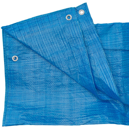 Blue Tarpaulin 50GSM Tarp Sheet + 10 Bungee Balls Camping Garden Cover