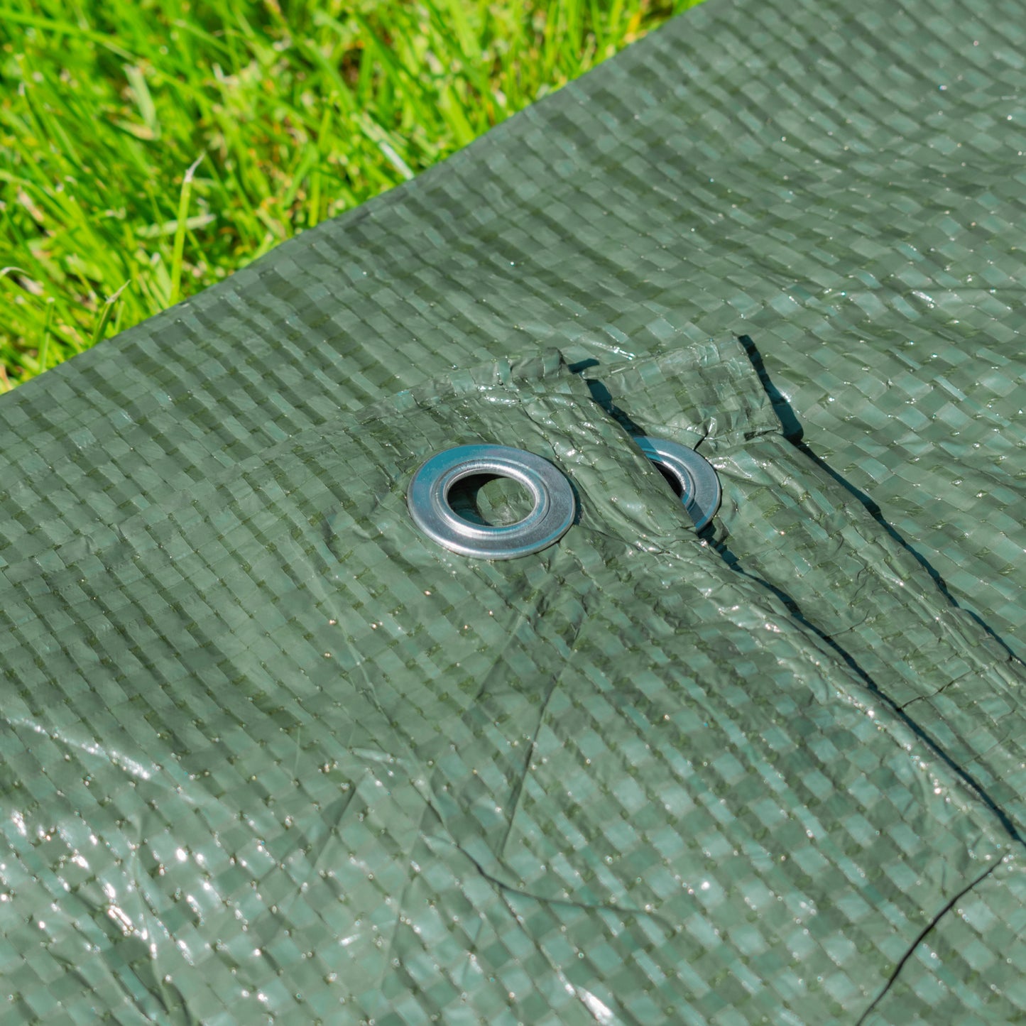 Green Tarpaulin Sheet 50GSM Lightweight Tarp + 10 Bungee Balls Garden Camping