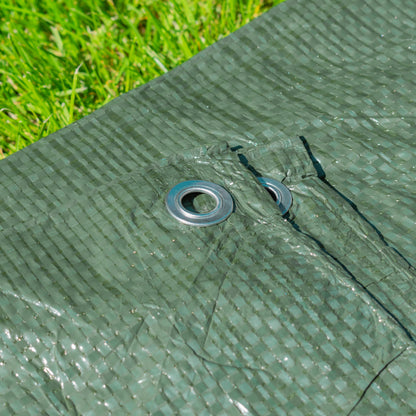Green Tarpaulin Sheet 50GSM Lightweight Tarp + 10 Bungee Balls Garden Camping