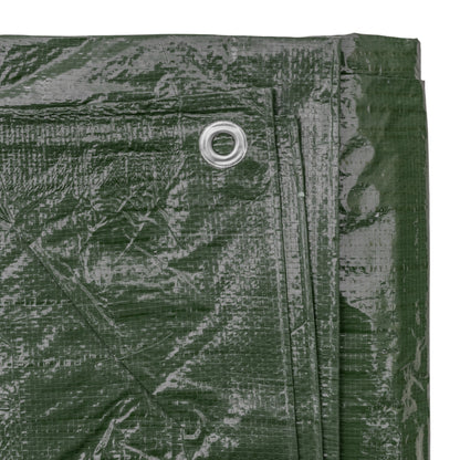 Green Tarpaulin 90GSM Heavy Duty, Waterproof Cover + 10 Bungee Balls - Durable Sheet for Garden, Trailer, Caravan, Camping, Home, Outdoor