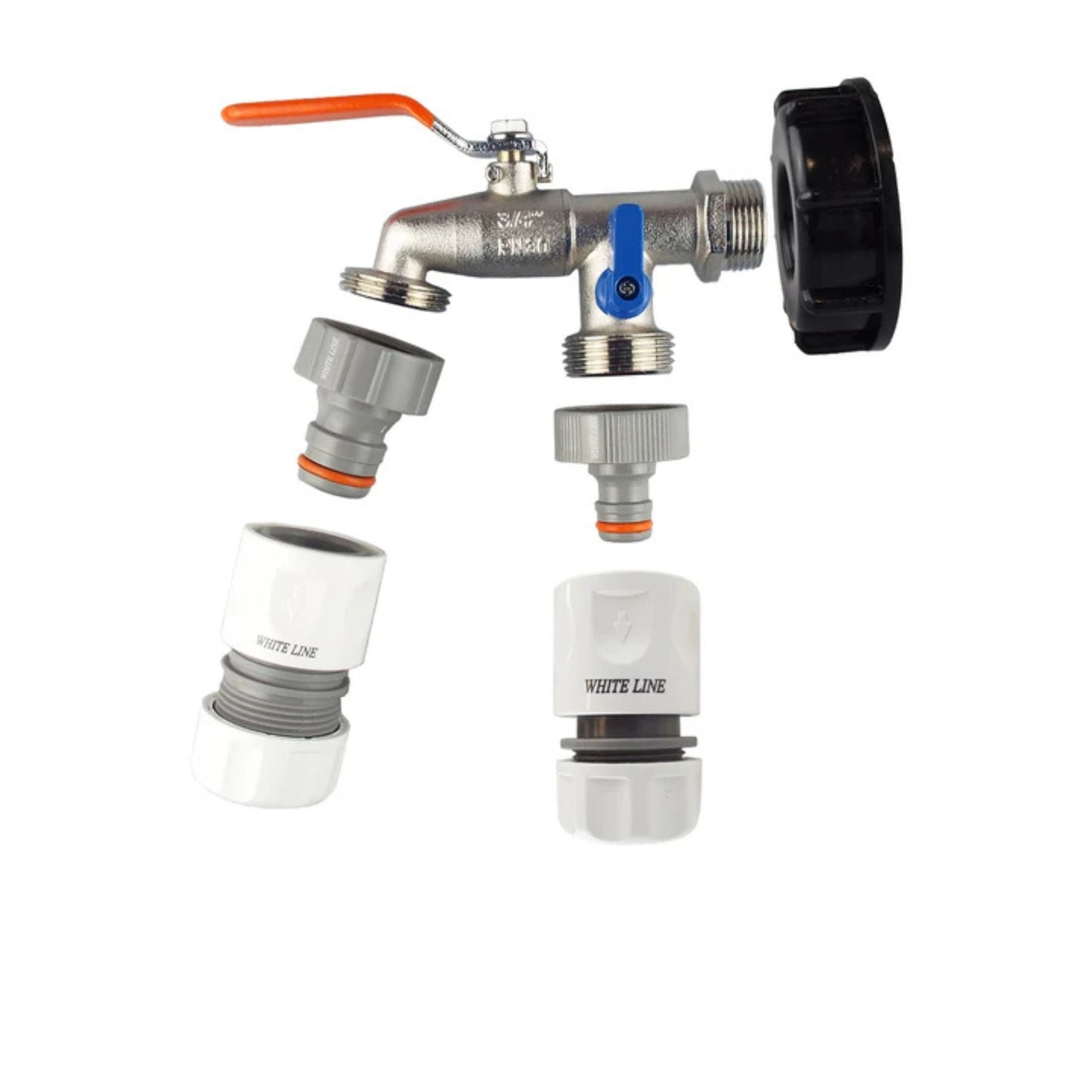 IBC Tank Tap Adapter Kit S60x6 | Metal Ball Valve & Hose Connectors for 2" Outlet