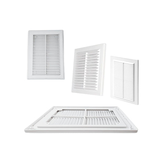 White Air Vent Cover 250x250mm - Interior & Exterior Wall Vents with Insect Grid Fly Net