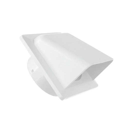 White External Vent Cover Kit - 100mm Hooded Cowl with Backdraft Shutter | Ventilation Grill for Extractor Fans, Tumble Dryers, and Walls