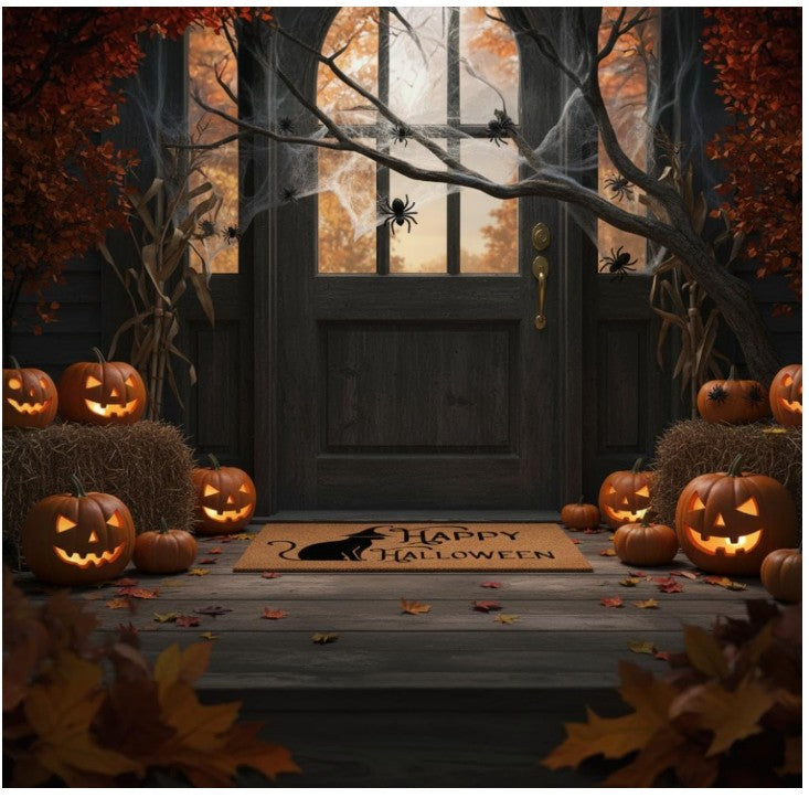 Halloween Coir Door Mat – Non-Slip, Absorbent, Eco-Friendly – 3 Spooky Designs