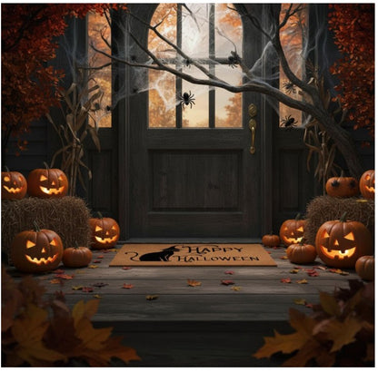 Halloween Coir Door Mat – Non-Slip, Absorbent, Eco-Friendly – 3 Spooky Designs