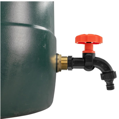 Heavy Duty Solid Brass Water Butt Outlet Connector with Dial Tap, Quick-Lock or Two-Way Splitter + PTFE Tape for Rain Barrels and Water Tanks