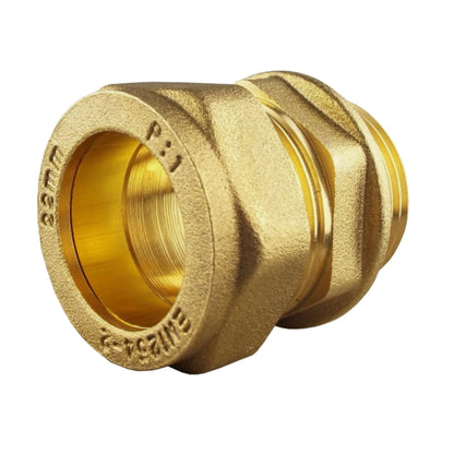 MDPE Compression Fittings to Copper Adaptor Sets - Straight, Elbow, Tee, Valve - 15mm 22mm 28mm 32mm Brass Compression