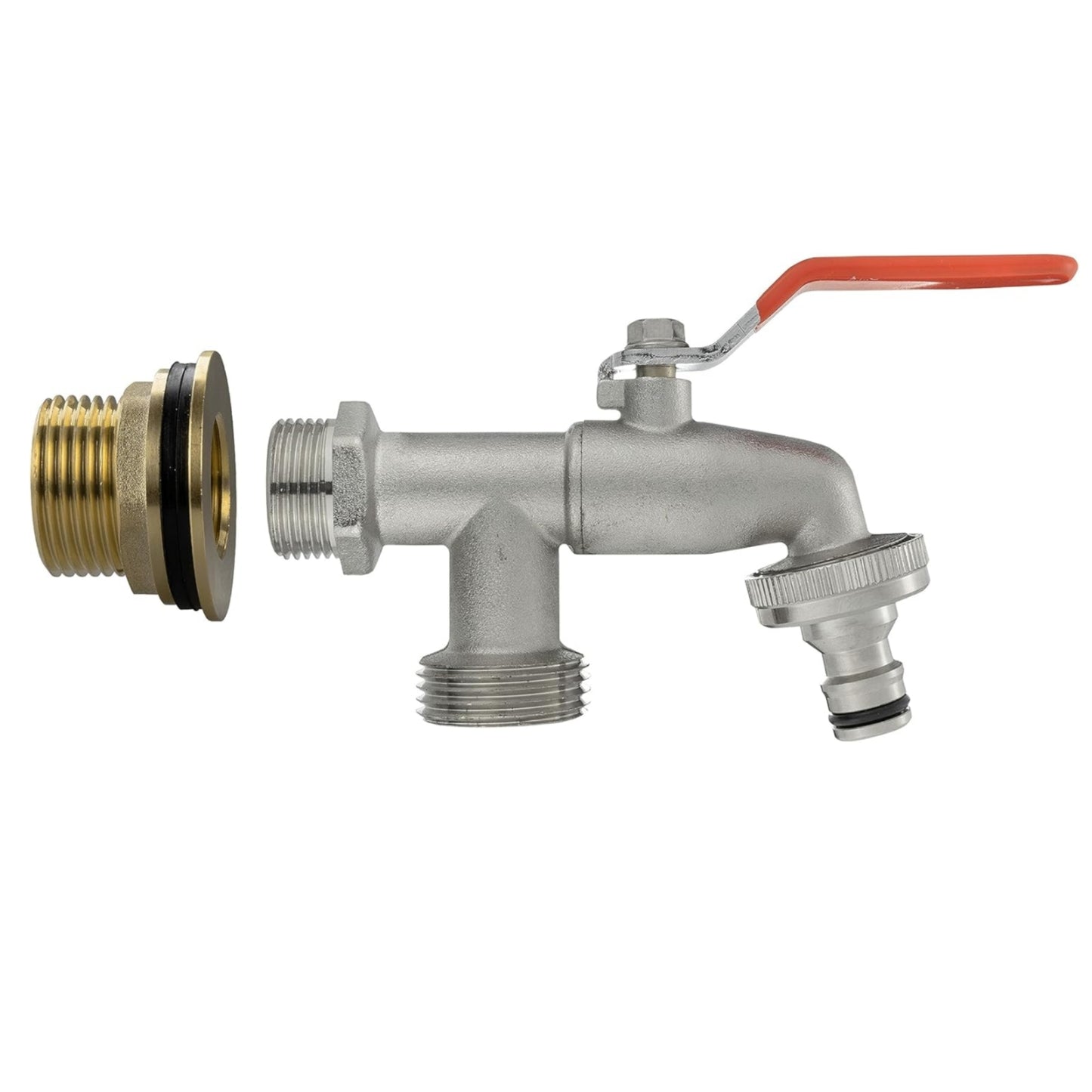 Water Butt Brass Kit 1” BSP to 3/4” – Heavy-Duty Brass Tank Connector with PTFE Tape & Lever Tap Options – Rainwater Harvesting, Barrels & IBC Containers