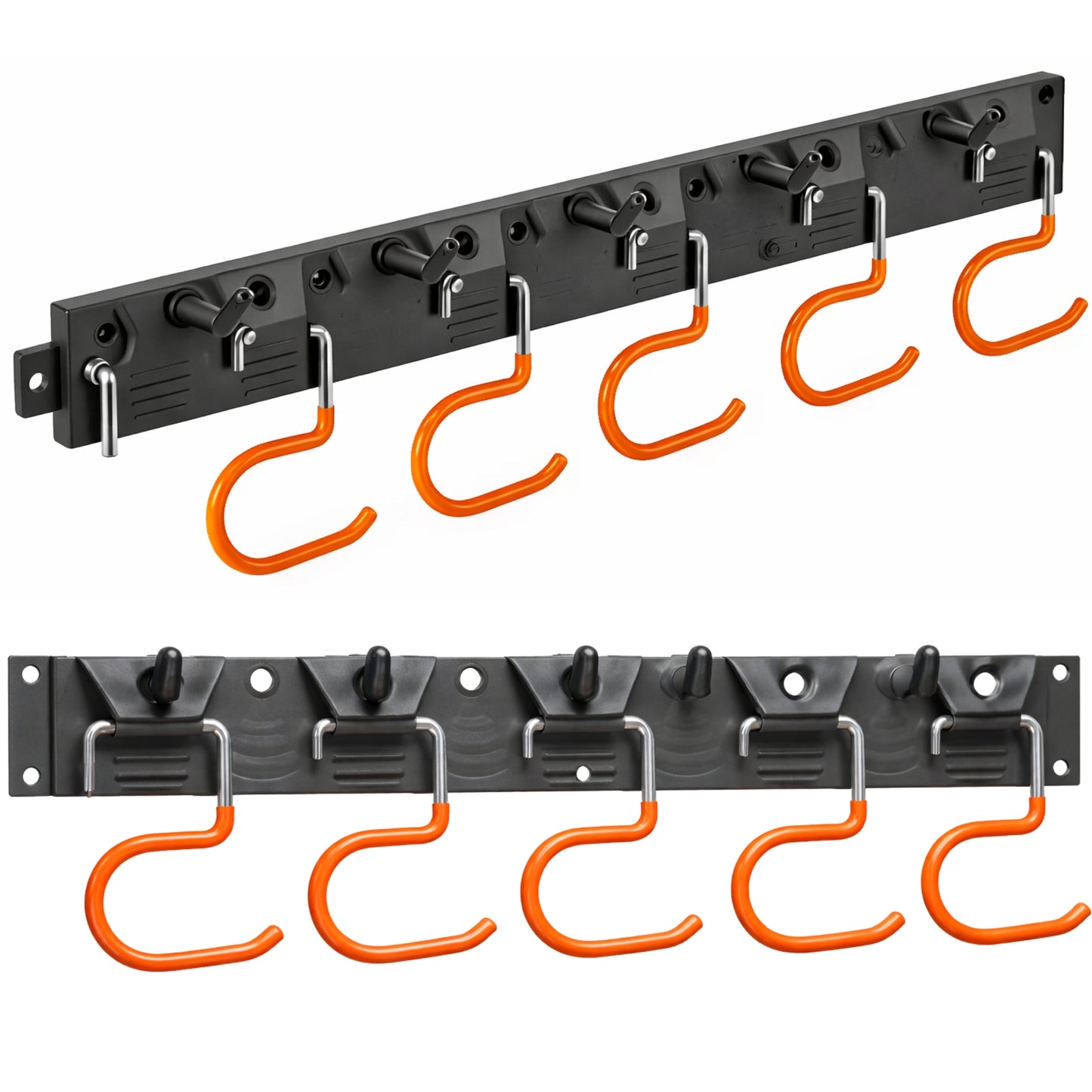 Tool Rail Wall Mounted w/ Adjustable Pegs S Hooks Storage Rack - 5 Hanging Hooks