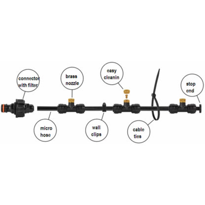 15m Garden Water Mist Cooling System Kit – Patio Misting Hose w/ Brass Nozzles