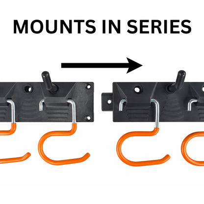 Tool Rail Wall Mounted w/ Adjustable Pegs S Hooks Storage Rack - 5 Hanging Hooks