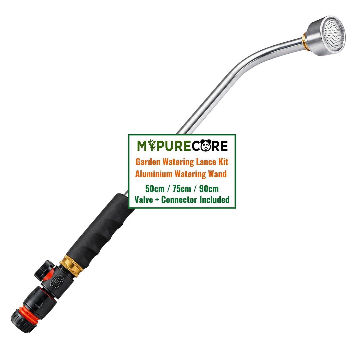 Watering Lance Kit 50cm 75cm 90cm Aluminium Garden Watering Wand with Flow Control Valve & Hose Connector for Plants, Pots, Borders, Raised Beds & Hanging Baskets