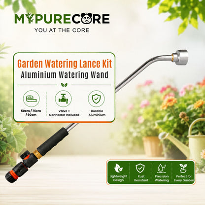 Watering Lance Kit 50cm 75cm 90cm Aluminium Garden Watering Wand with Flow Control Valve & Hose Connector for Plants, Pots, Borders, Raised Beds & Hanging Baskets