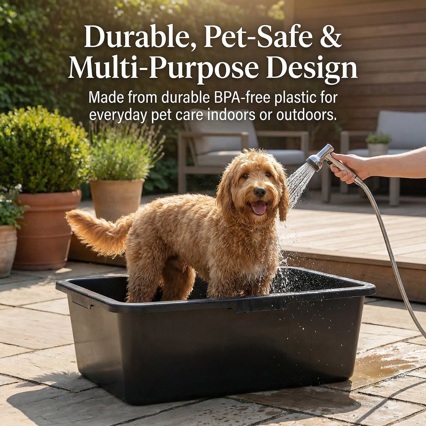 Heavy Duty 90L Dog Bath Tub Pet Washing Pool with Drain Plug and Hose Connector Large Plastic Dog Wash Tub for Indoor Outdoor Grooming Cooling Pool Multi Colour