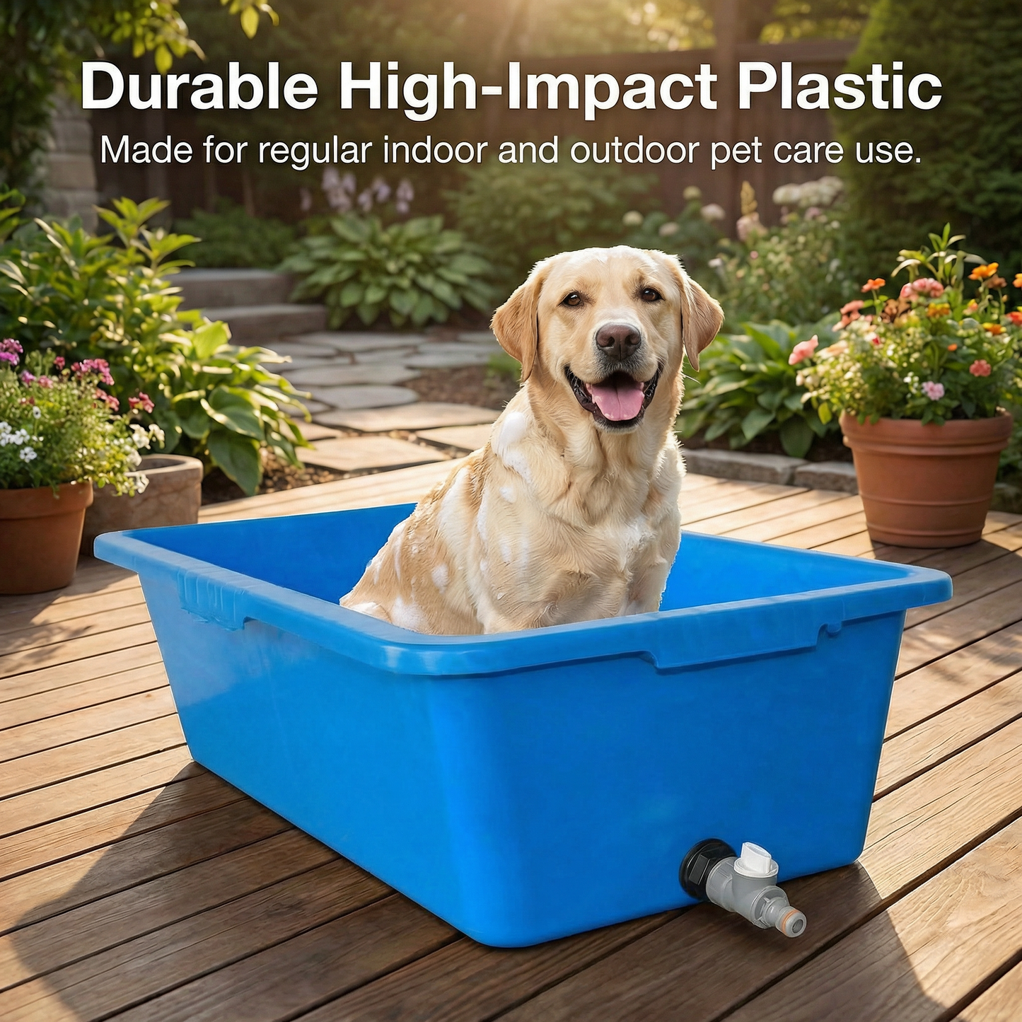 Heavy Duty 90L Dog Bath Tub Pet Washing Pool with Drain Plug and Hose Connector Large Plastic Dog Wash Tub for Indoor Outdoor Grooming Cooling Pool Multi Colour