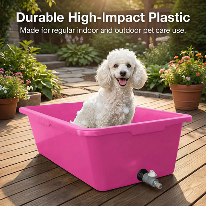 Heavy Duty 90L Dog Bath Tub Pet Washing Pool with Drain Plug and Hose Connector Large Plastic Dog Wash Tub for Indoor Outdoor Grooming Cooling Pool Multi Colour