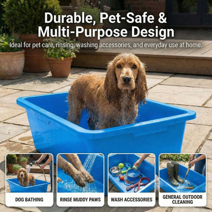 Heavy Duty 90L Dog Bath Tub Pet Washing Pool with Drain Plug and Hose Connector Large Plastic Dog Wash Tub for Indoor Outdoor Grooming Cooling Pool Multi Colour