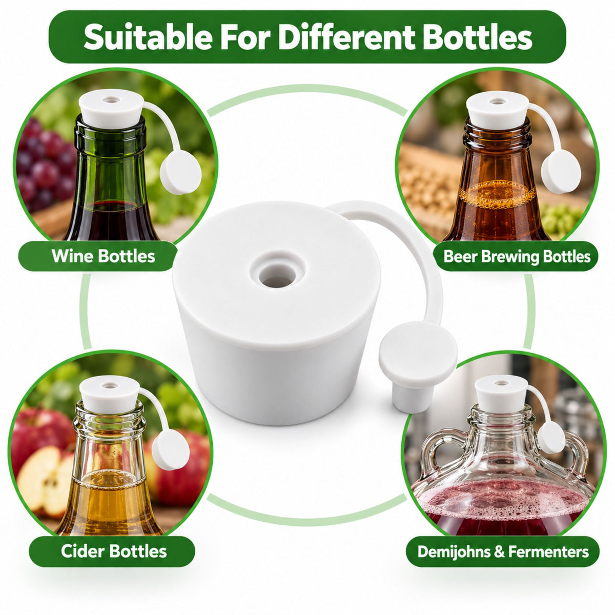 Demijohn Bung Airlock Cap 32mm White Rubber Fermentation Stopper Home Brew Wine 1-10 Pack