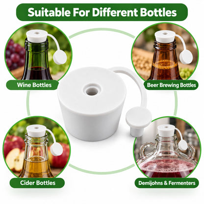 Demijohn Bung Airlock Cap 32mm White Rubber Fermentation Stopper Home Brew Wine 1-10 Pack