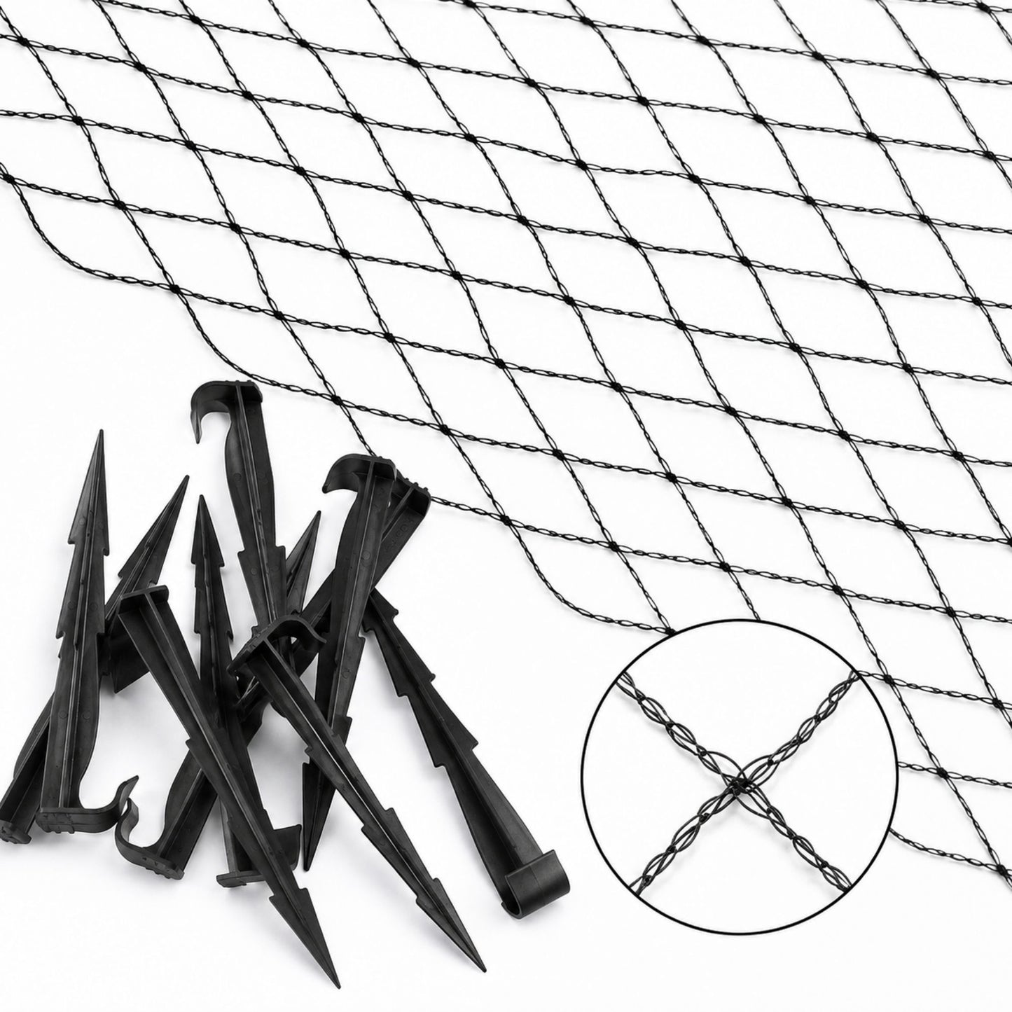 Bird Netting 15mm Mesh with Ground Stake Pegs Garden Crop Pond Fruit Protection