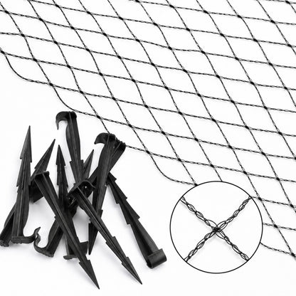 Bird Netting 15mm Mesh with Ground Stake Pegs Garden Crop Pond Fruit Protection
