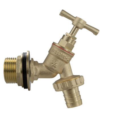 Solid Brass Water Butt Outlet Connector Threaded Adaptor with Washers, Nut & PTFE Tape for Rain Barrels, Tanks & Water Storage Systems