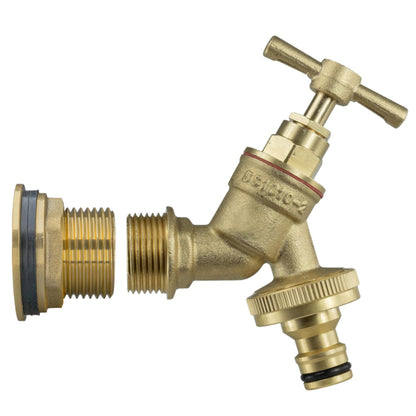 Solid Brass Water Butt Outlet Connector Threaded Adaptor with Washers, Nut & PTFE Tape for Rain Barrels, Tanks & Water Storage Systems