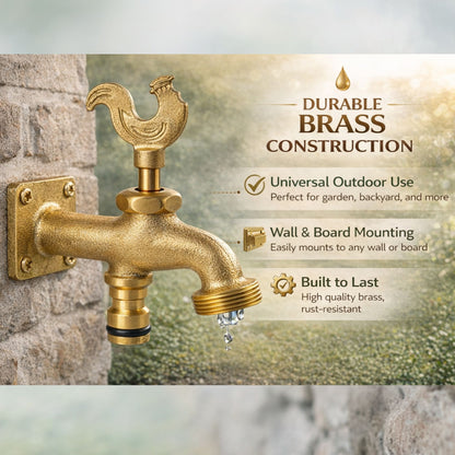 Brass Bib Solid Tap 3/4" BSP Rooster Handle Design Tap Quick Connect Inlet