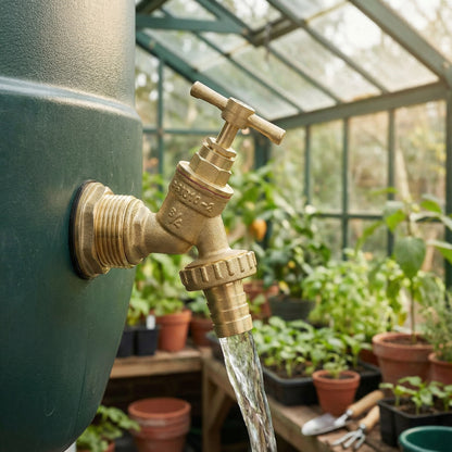 Solid Brass Water Butt Outlet Connector Threaded Adaptor with Washers, Nut & PTFE Tape for Rain Barrels, Tanks & Water Storage Systems