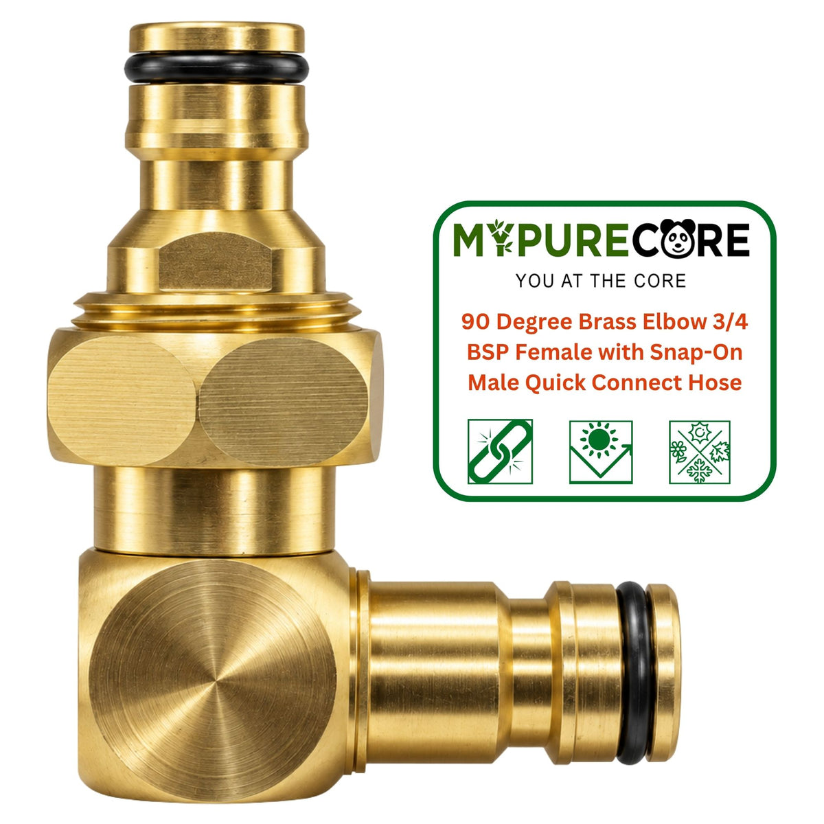 Brass 90° Elbow Connector 3/4 BSP Female Quick Connect Snap-On Male Garden Hose Fitting Adapter Kits