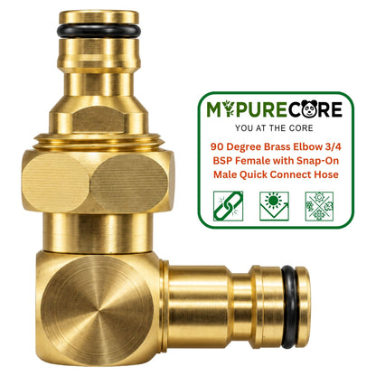 Brass 90° Elbow Connector 3/4 BSP Female Quick Connect Snap-On Male Garden Hose Fitting Adapter Kits