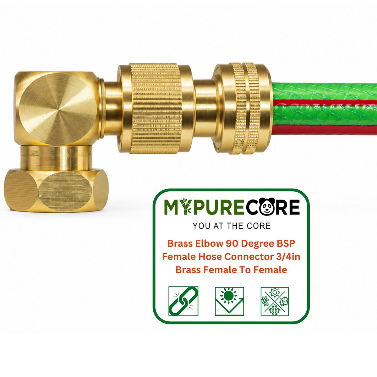Brass 90 Degree Elbow Connector 3/4" BSP Female with 1/2" Hose Quick Connect Kit