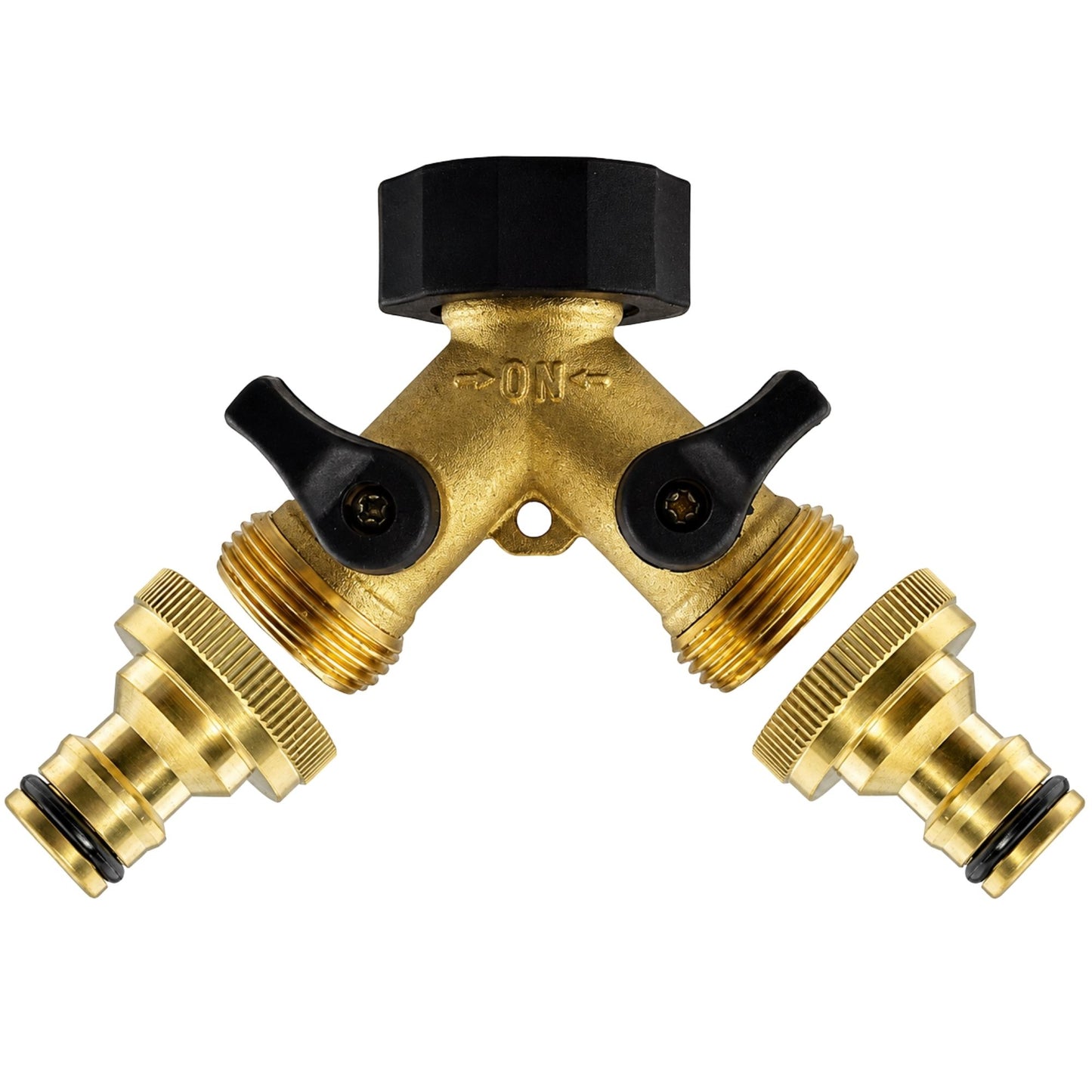 Double Tap Connector with Valve & Snap On Male 3/4" BSPF Brass Set