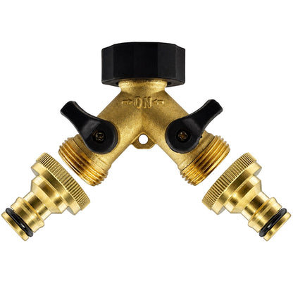 Double Tap Connector with Valve & Snap On Male 3/4" BSPF Brass Set