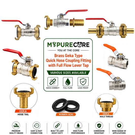 Brass Geka Type Quick Hose Coupling Fitting with Full Flow Lever Tap – Heavy Duty Garden Hose Connector, Water Irrigation Coupler, Leak Proof Brass Fitting for Outdoor Watering Systems and Commercial Use