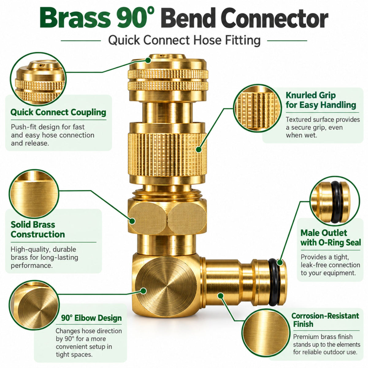 Brass 90 Degree Bend Connector Quick Connect Female Hose Connector Kit