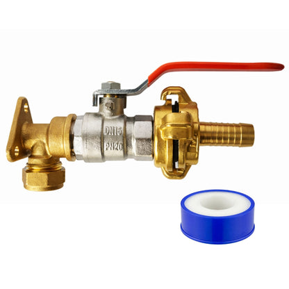 Garden Outdoor Tap Kit with 15mm Brass Compression Wall Plate – Tap Options with Hose Connector Compatibility, PTFE Tape Included for Garden Watering, Irrigation, Outdoor Use