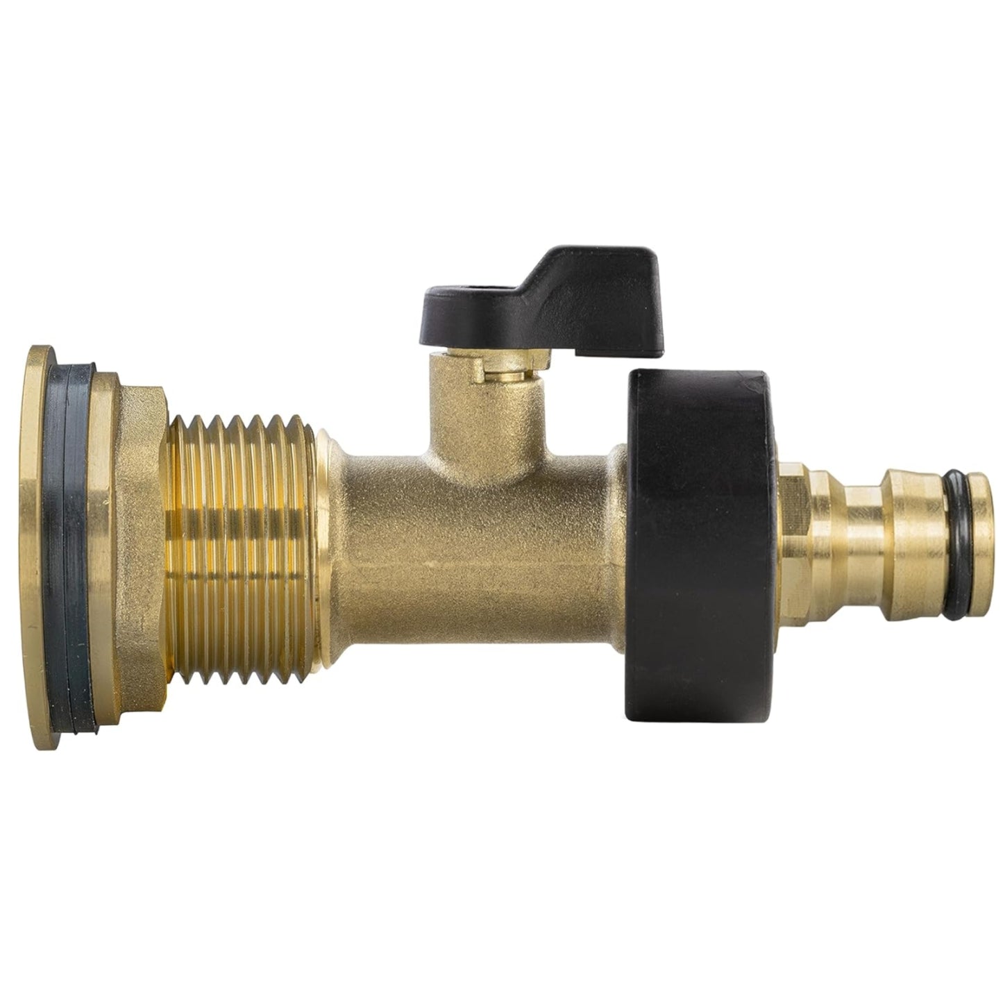 Solid Brass Water Butt Outlet Connector Threaded Adaptor with Washers, Nut & PTFE Tape for Rain Barrels, Tanks & Water Storage Systems