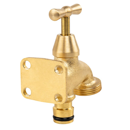 Brass Bib Tap 3/4" BSP Thread - Garden Tap with Quick Connect Inlet Outdoor