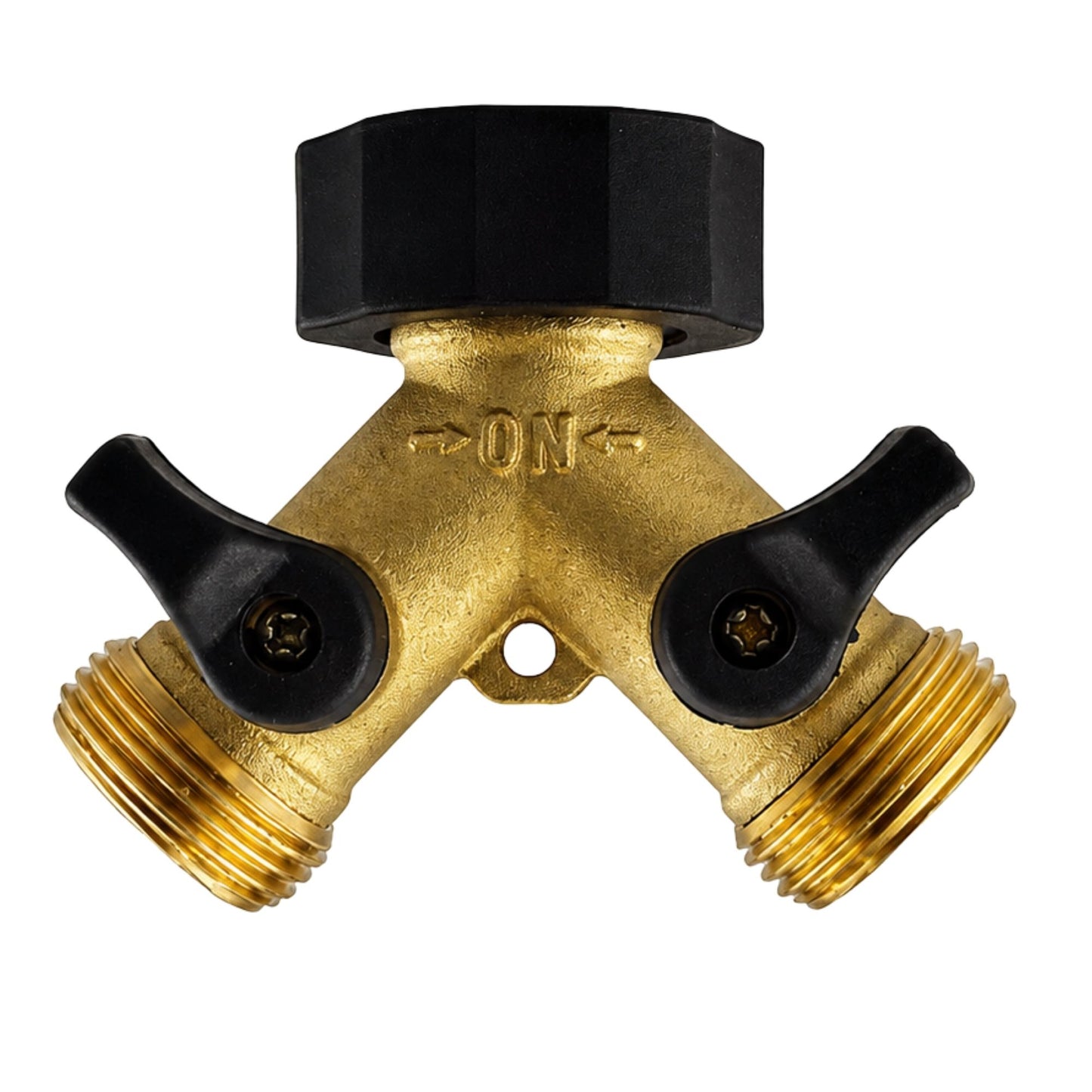 Brass 2 Way Splitter Double Tap Connector with Valves 3/4" BSP Threaded Outlets