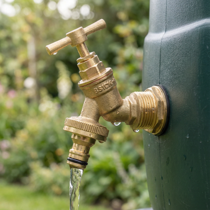 Solid Brass Water Butt Outlet Connector Threaded Adaptor with Washers, Nut & PTFE Tape for Rain Barrels, Tanks & Water Storage Systems