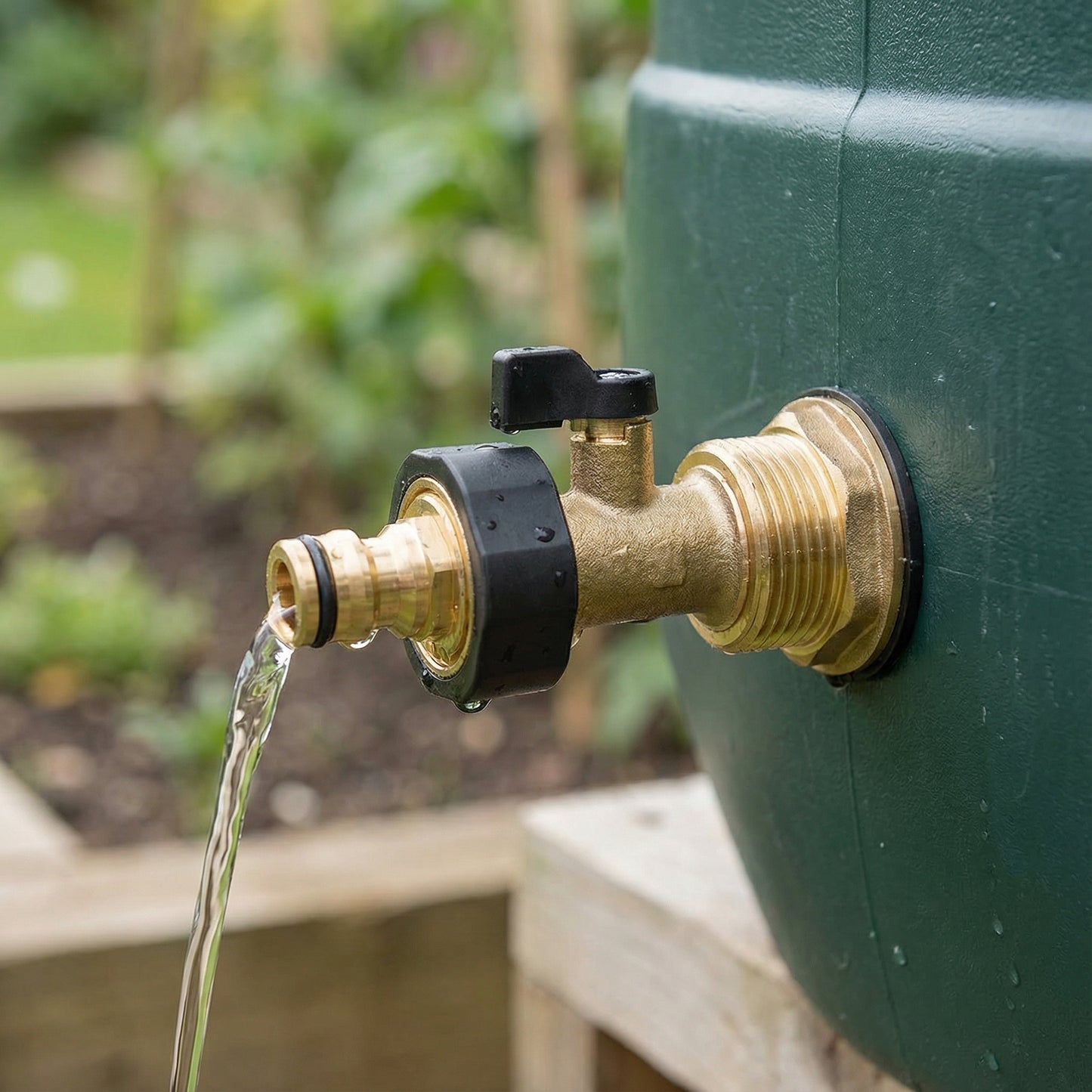 Solid Brass Water Butt Outlet Connector Threaded Adaptor with Washers, Nut & PTFE Tape for Rain Barrels, Tanks & Water Storage Systems