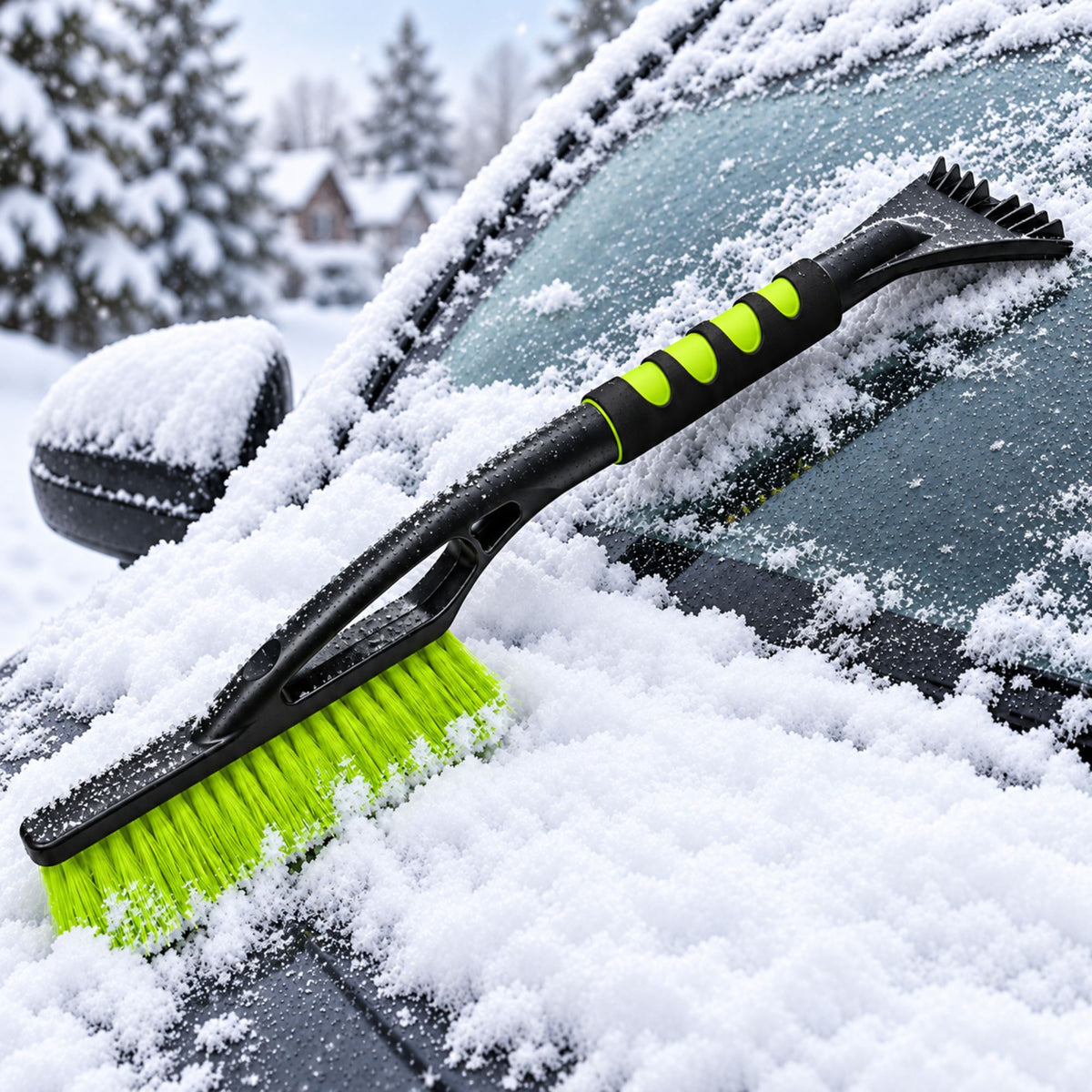 Ice Scraper Ergo Snow Brush Windscreen Frost De-Icer Car Van Window Green