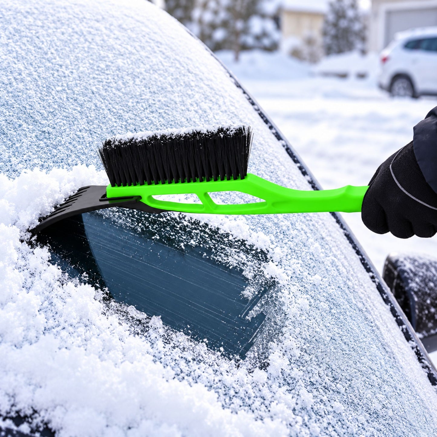 Snow Brush Ice Scraper Windscreen Car Window Frost De-Icer Winter Black Green Handheld