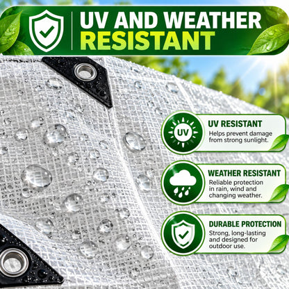 Clear Tarpaulin 300GSM Heavy Duty Waterproof Sheet + 10 Clip On Eyelets