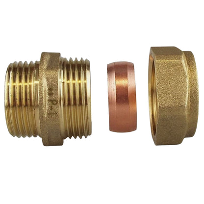MDPE Compression Fittings to Copper Adaptor Sets - Straight, Elbow, Tee, Valve - 15mm 22mm 28mm 32mm Brass Compression